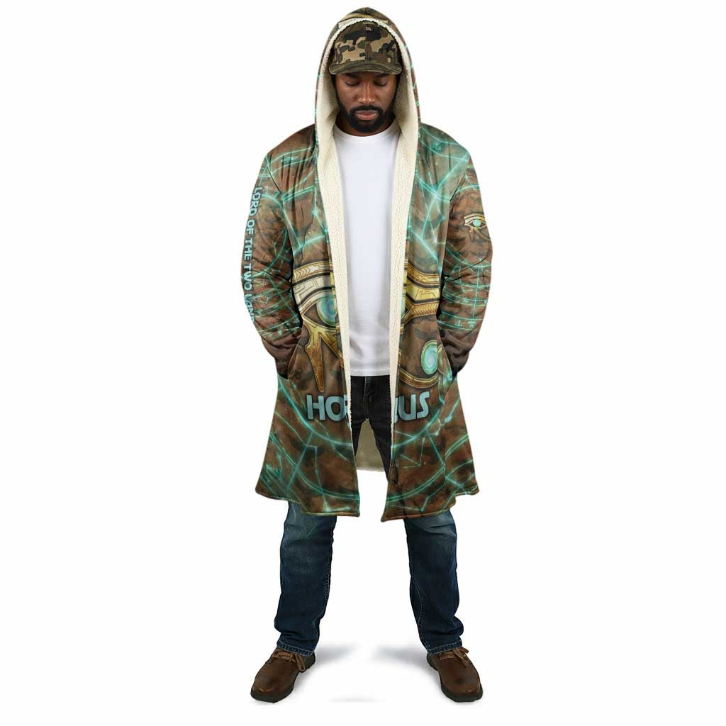 Horus Eye of Ra Cloak Golden Falcon Ancient Egyptian Symbol in Futuristic