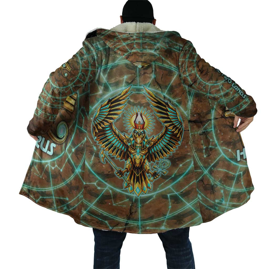 Horus Eye of Ra Cloak Golden Falcon Ancient Egyptian Symbol in Futuristic