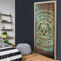 Horus Eye of Ra Door Cover Golden Falcon Ancient Egyptian Symbol in Futuristic