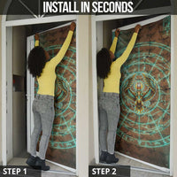 Horus Eye of Ra Door Cover Golden Falcon Ancient Egyptian Symbol in Futuristic