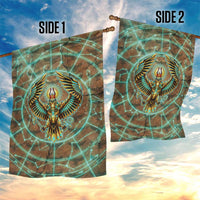 Horus Eye of Ra Garden Flag Golden Falcon Ancient Egyptian Symbol in Futuristic