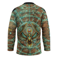 Horus Eye of Ra Hockey Jersey Golden Falcon Ancient Egyptian Symbol in Futuristic