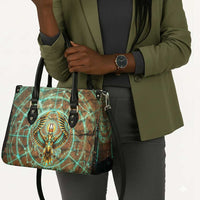 Horus Eye of Ra Leather Bag Golden Falcon Ancient Egyptian Symbol in Futuristic