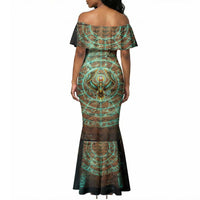 Horus Eye of Ra Mermaid Dress Golden Falcon Ancient Egyptian Symbol in Futuristic