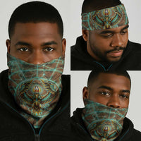 Horus Eye of Ra Neck Gaiter Golden Falcon Ancient Egyptian Symbol in Futuristic