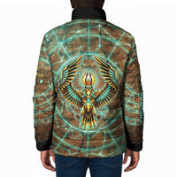 Horus Eye of Ra Padded Jacket Golden Falcon Ancient Egyptian Symbol in Futuristic