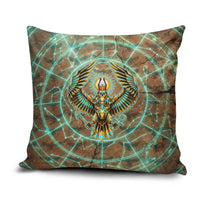 Horus Eye of Ra Pillow Cover Golden Falcon Ancient Egyptian Symbol in Futuristic