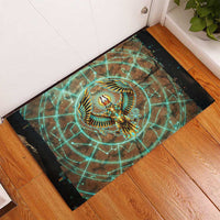 Horus Eye of Ra Rubber Doormat Golden Falcon Ancient Egyptian Symbol in Futuristic