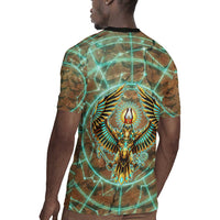 Horus Eye of Ra Rugby Jersey Golden Falcon Ancient Egyptian Symbol in Futuristic