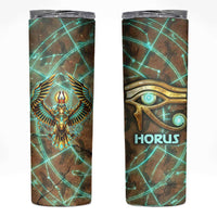 Horus Eye of Ra Skinny Tumbler Golden Falcon Ancient Egyptian Symbol in Futuristic