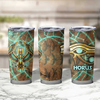 Horus Eye of Ra Tumbler Cup Golden Falcon Ancient Egyptian Symbol in Futuristic