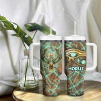 Horus Eye of Ra Tumbler With Handle Golden Falcon Ancient Egyptian Symbol in Futuristic