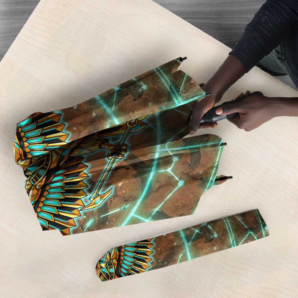 Horus Eye of Ra Umbrella Golden Falcon Ancient Egyptian Symbol in Futuristic