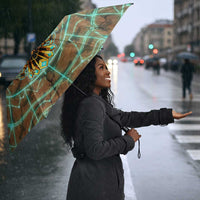 Horus Eye of Ra Umbrella Golden Falcon Ancient Egyptian Symbol in Futuristic