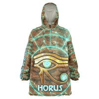 Horus Eye of Ra Wearable Blanket Hoodie Golden Falcon Ancient Egyptian Symbol in Futuristic