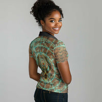 Horus Eye of Ra Women Polo Shirt Golden Falcon Ancient Egyptian Symbol in Futuristic