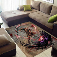 Horus Behdety Warrior Area Rug with Falcon Mask and Spear Ancient Egyptian Combat