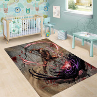 Horus Behdety Warrior Area Rug with Falcon Mask and Spear Ancient Egyptian Combat