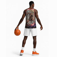 Horus Behdety Warrior Basketball Jersey with Falcon Mask and Spear Ancient Egyptian Combat