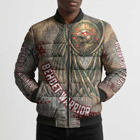 Horus Behdety Warrior Bomber Puffer Jacket with Falcon Mask and Spear Ancient Egyptian Combat