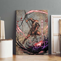 Horus Behdety Warrior Canvas Wall Art with Falcon Mask and Spear Ancient Egyptian Combat