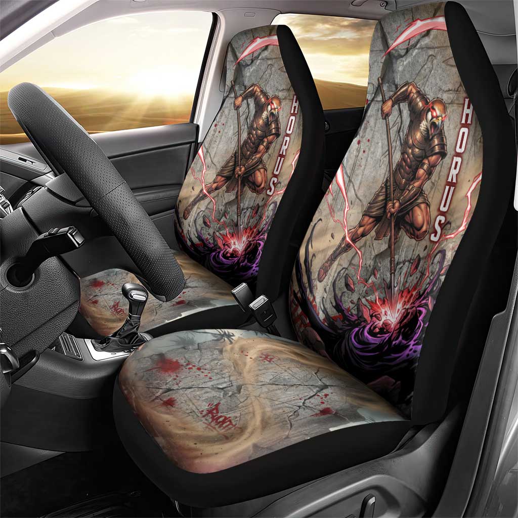 Horus Behdety Warrior Car Seat Cover with Falcon Mask and Spear Ancient Egyptian Combat