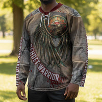 Horus Behdety Warrior Hockey Jersey with Falcon Mask and Spear Ancient Egyptian Combat