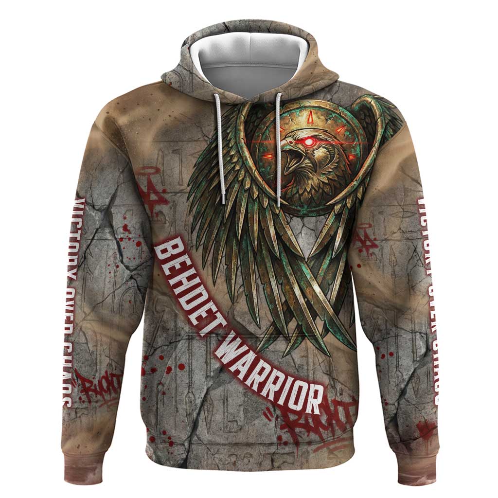 Horus Behdety Warrior Hoodie with Falcon Mask and Spear Ancient Egyptian Combat