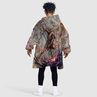 Horus Behdety Warrior Kid Wearable Blanket Hoodie with Falcon Mask and Spear Ancient Egyptian Combat