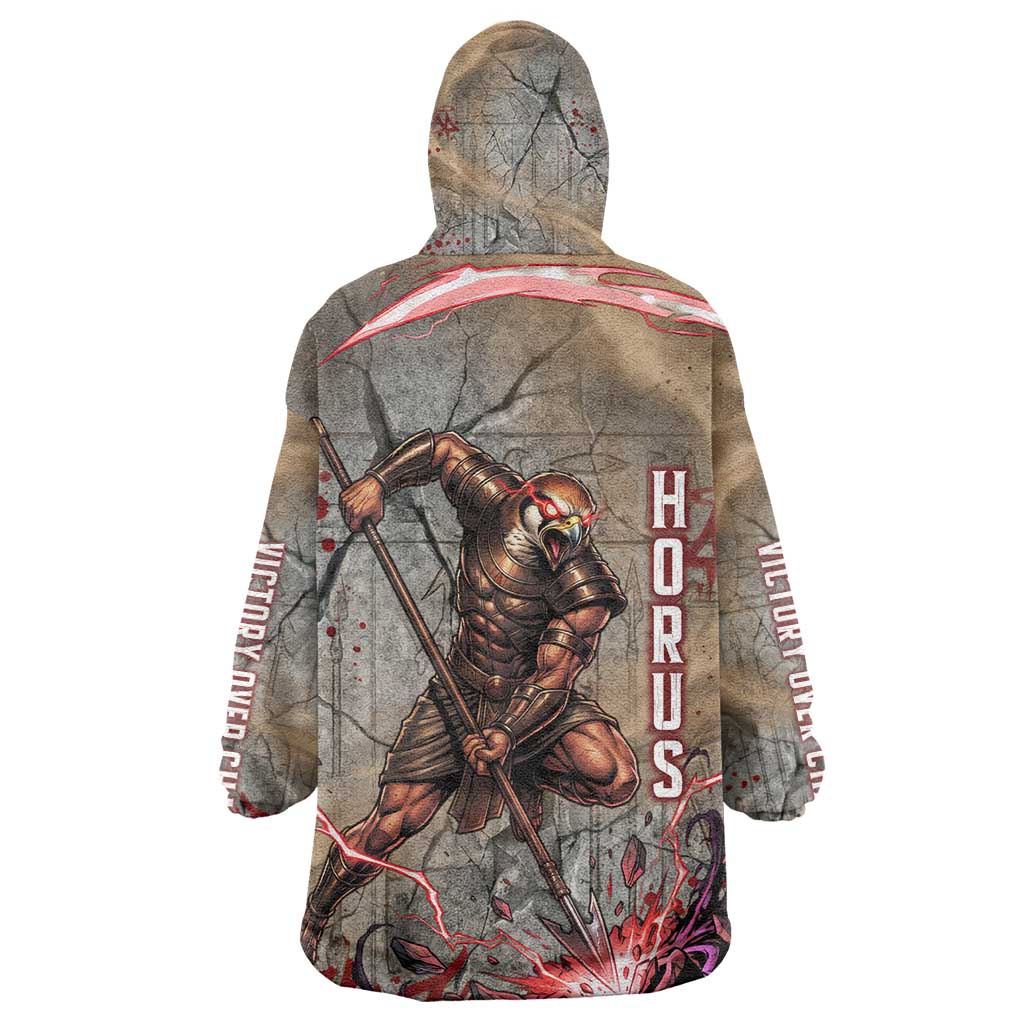Horus Behdety Warrior Kid Wearable Blanket Hoodie with Falcon Mask and Spear Ancient Egyptian Combat