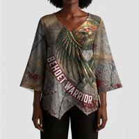 Horus Behdety Warrior Kimono Sleeve Blouse with Falcon Mask and Spear Ancient Egyptian Combat