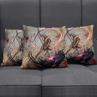 Horus Behdety Warrior Pillow Cover with Falcon Mask and Spear Ancient Egyptian Combat
