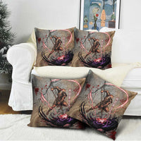 Horus Behdety Warrior Pillow Cover with Falcon Mask and Spear Ancient Egyptian Combat