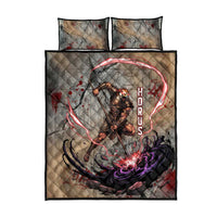 Horus Behdety Warrior Quilt Bed Set with Falcon Mask and Spear Ancient Egyptian Combat
