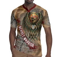 Horus Behdety Warrior Rugby Jersey with Falcon Mask and Spear Ancient Egyptian Combat