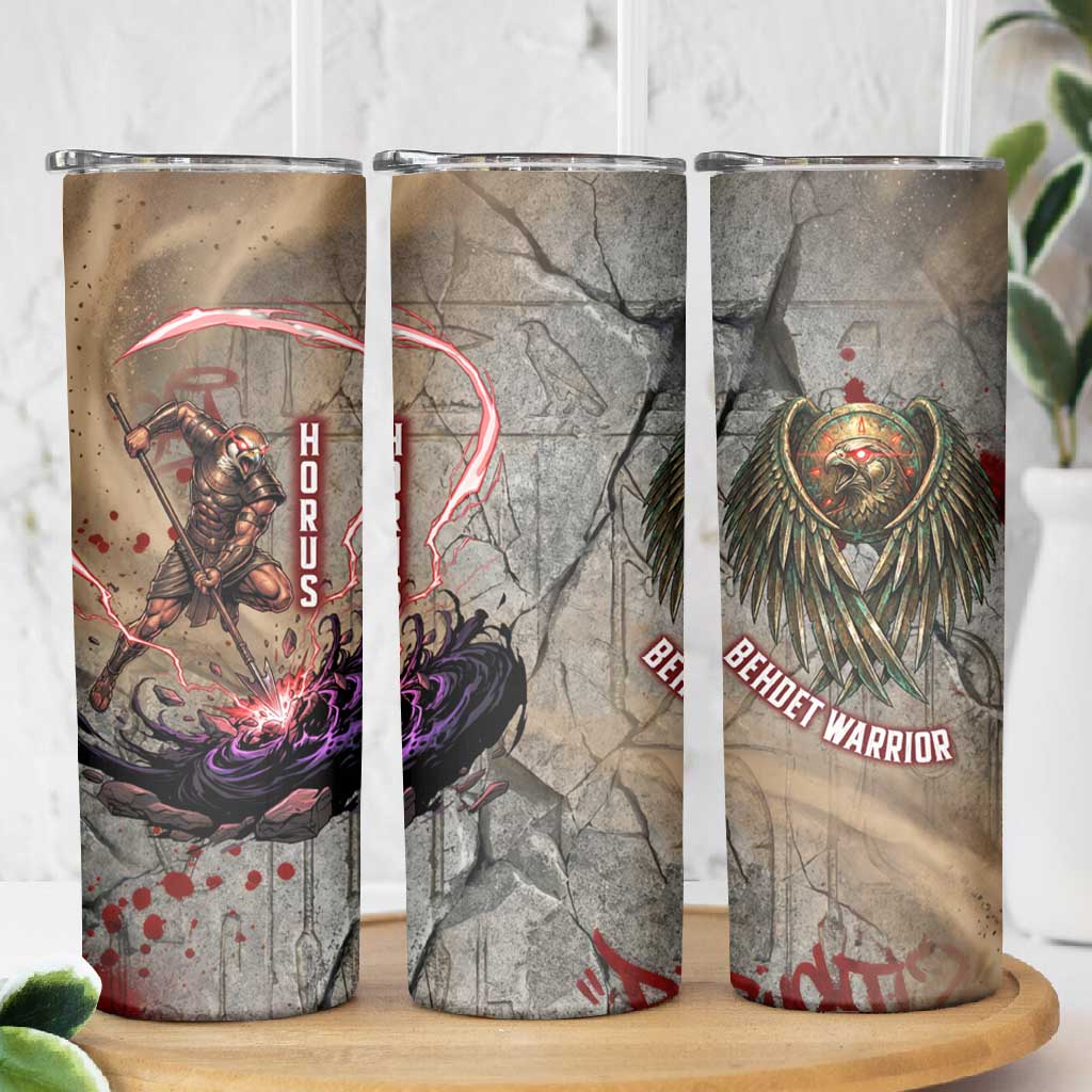 Horus Behdety Warrior Skinny Tumbler with Falcon Mask and Spear Ancient Egyptian Combat