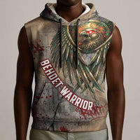 Horus Behdety Warrior Sleeveless Hoodie with Falcon Mask and Spear Ancient Egyptian Combat