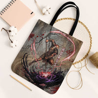 Horus Behdety Warrior Tote Bag with Falcon Mask and Spear Ancient Egyptian Combat