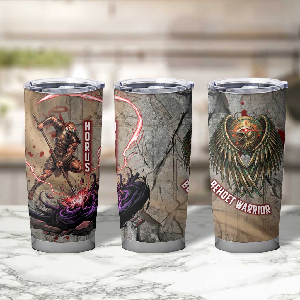 Horus Behdety Warrior Tumbler Cup with Falcon Mask and Spear Ancient Egyptian Combat