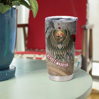 Horus Behdety Warrior Tumbler Cup with Falcon Mask and Spear Ancient Egyptian Combat