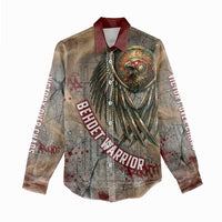 Horus Behdety Warrior Women Casual Shirt with Falcon Mask and Spear Ancient Egyptian Combat