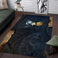 Heru-Ur Falcon Eyes Area Rug Solar Disk Ancient Egyptian Mythology in Dark Stone