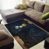 Heru-Ur Falcon Eyes Area Rug Solar Disk Ancient Egyptian Mythology in Dark Stone