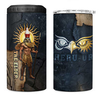 Heru-Ur Falcon Eyes 4 in 1 Can Cooler Tumbler Solar Disk Ancient Egyptian Mythology in Dark Stone