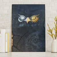 Heru-Ur Falcon Eyes Canvas Wall Art Solar Disk Ancient Egyptian Mythology in Dark Stone