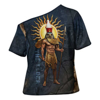 Heru-Ur Falcon Eyes Cross Shoulder Shirt Solar Disk Ancient Egyptian Mythology in Dark Stone
