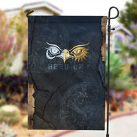 Heru-Ur Falcon Eyes Garden Flag Solar Disk Ancient Egyptian Mythology in Dark Stone