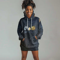 Heru-Ur Falcon Eyes Hoodie Dress Solar Disk Ancient Egyptian Mythology in Dark Stone