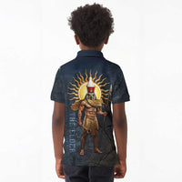 Heru-Ur Falcon Eyes Kid Polo Shirt Solar Disk Ancient Egyptian Mythology in Dark Stone