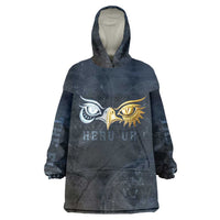 Heru-Ur Falcon Eyes Kid Wearable Blanket Hoodie Solar Disk Ancient Egyptian Mythology in Dark Stone